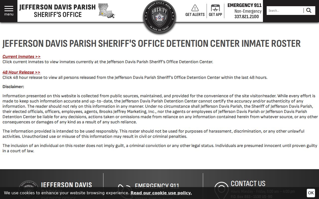 Jefferson Davis Parish arrest roster and recent releases