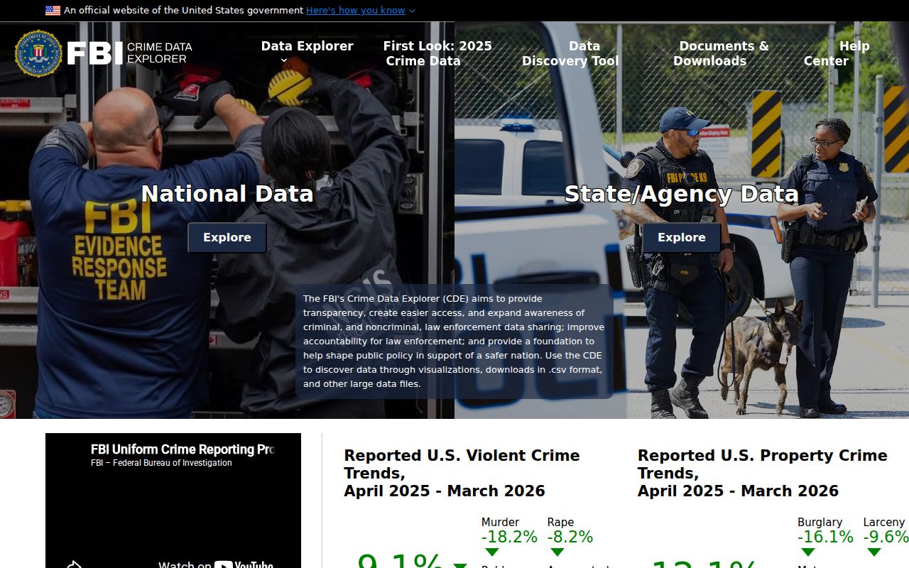 Jennings criminal records FBI crime data source