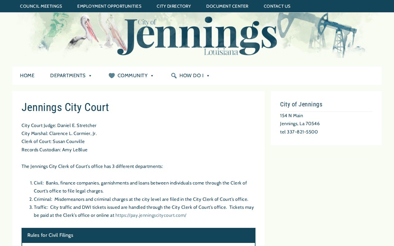 Jennings criminal records City Court source