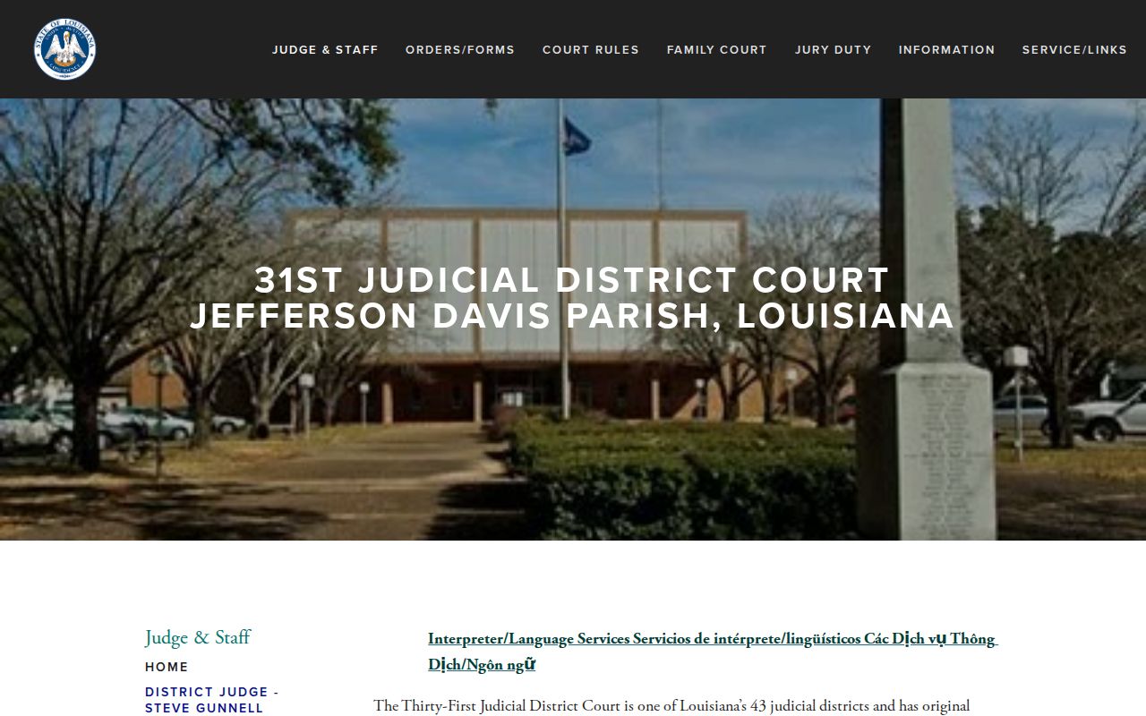 Jefferson Davis Parish criminal court case source at the 31st Judicial District Court